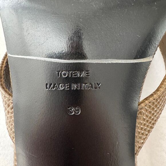 Toteme Lizard Embossed Kitten Heel Flip Flop 39 Olive - Picture 9 of 14